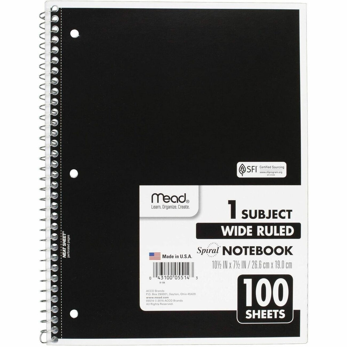 Mead Spiral Bound Wide Ruled Notebooks