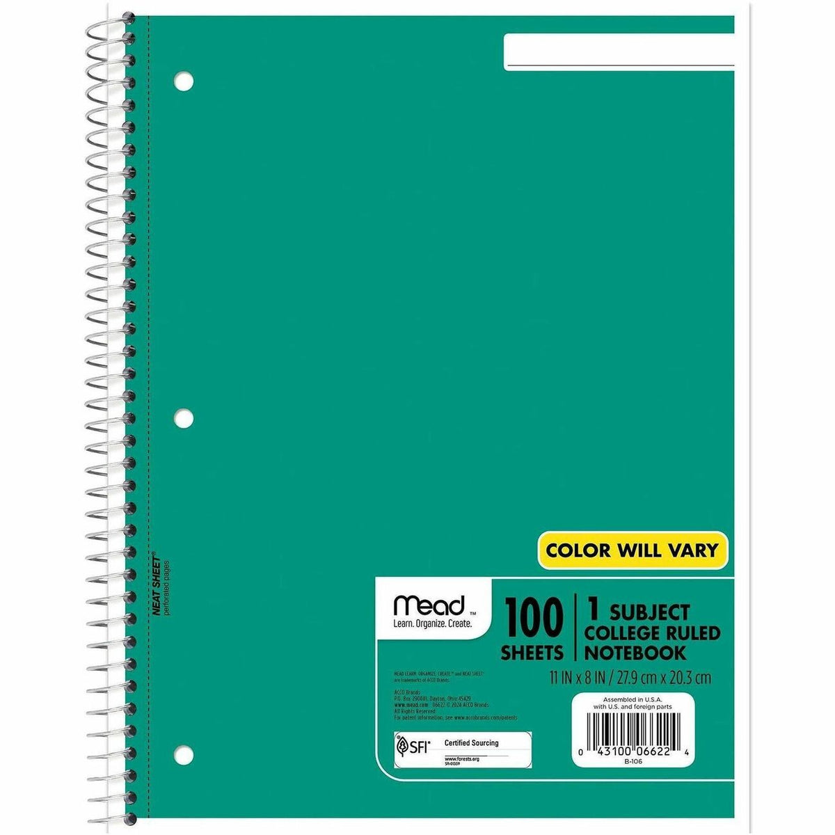 Mead One-subject Spiral Notebook