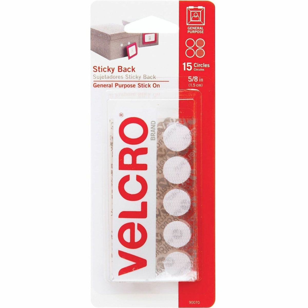 VELCRO® Sticky Back 5/8in Circles White 15 Ct