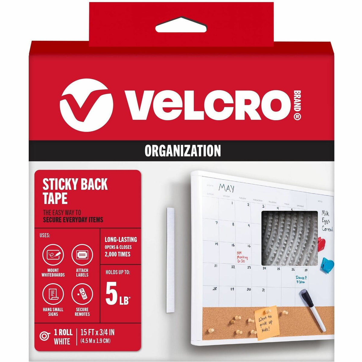 VELCRO® Sticky Back 15ft x 3/4in Roll White