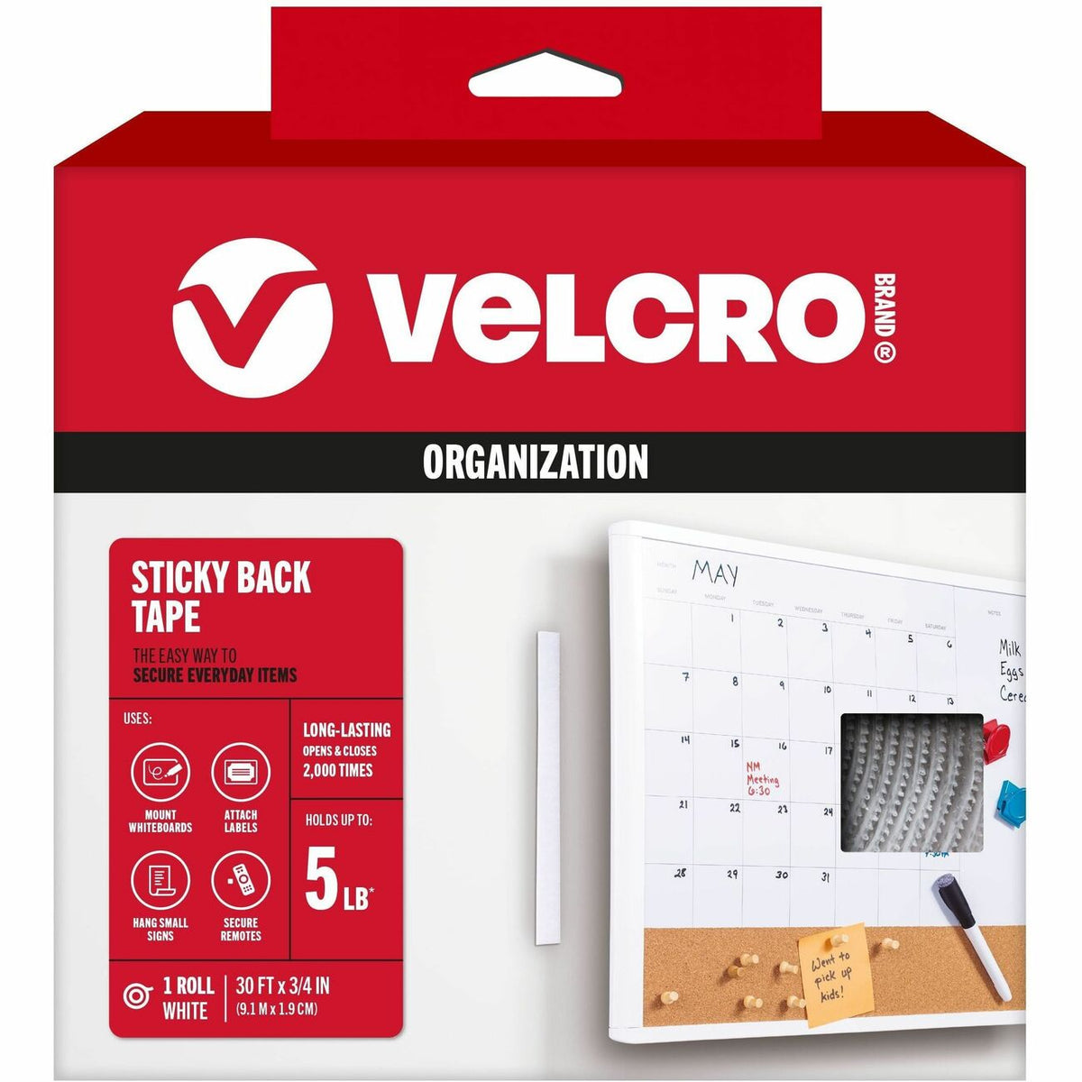 VELCRO® Sticky Back 30ft x 3/4in Roll White