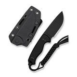CIVIVI Timberbark FIXED Black G10 Handle (3.2"" Black Stonewashed 14C28N Blade) C23094-1, With 1PC Black Lanyard, Black Kydex Sheath & T-Clip