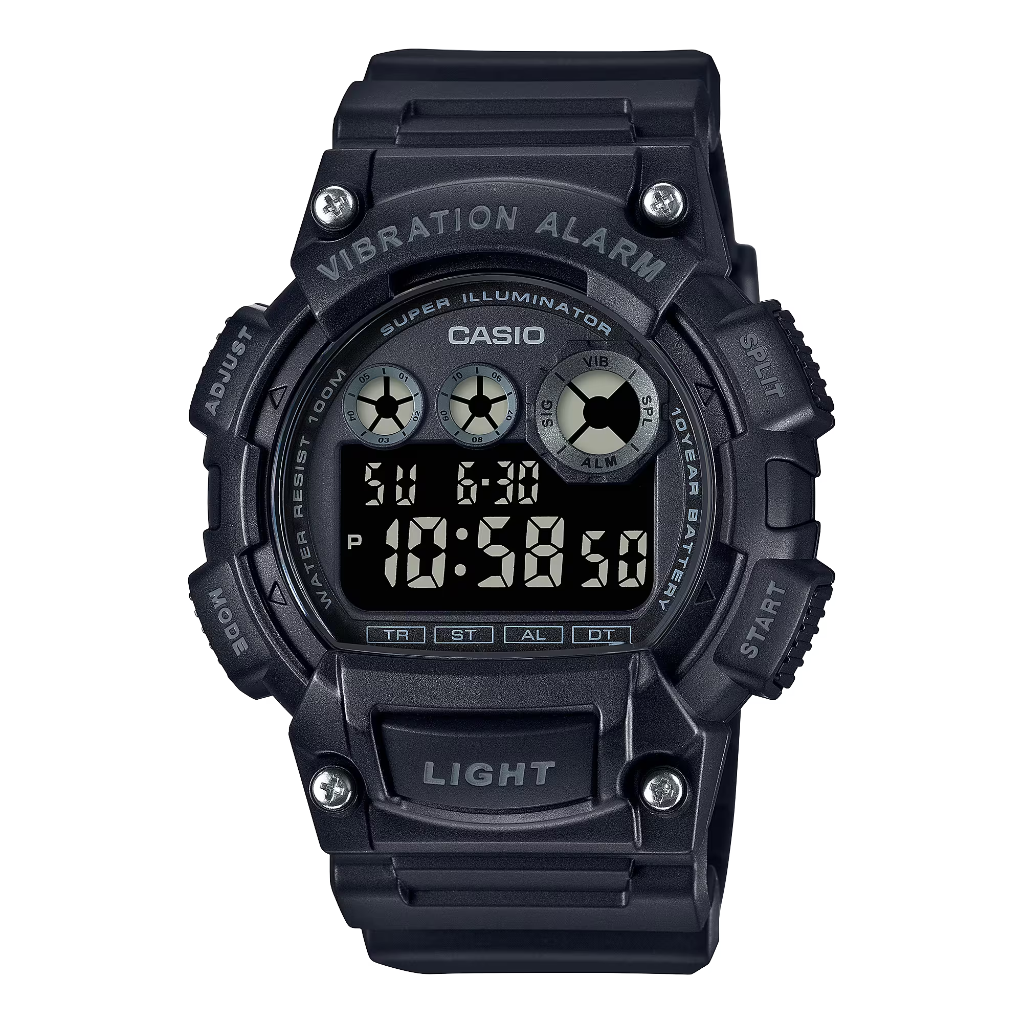 Classic Digital Watch w/ Vibration Alarm & Super Bright Backlight