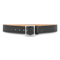 1-3/4"" Basketweave Leather Garrison Belt with Gold Buckle
