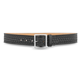 1-3/4"" Basketweave Leather Garrison Belt with Gold Buckle