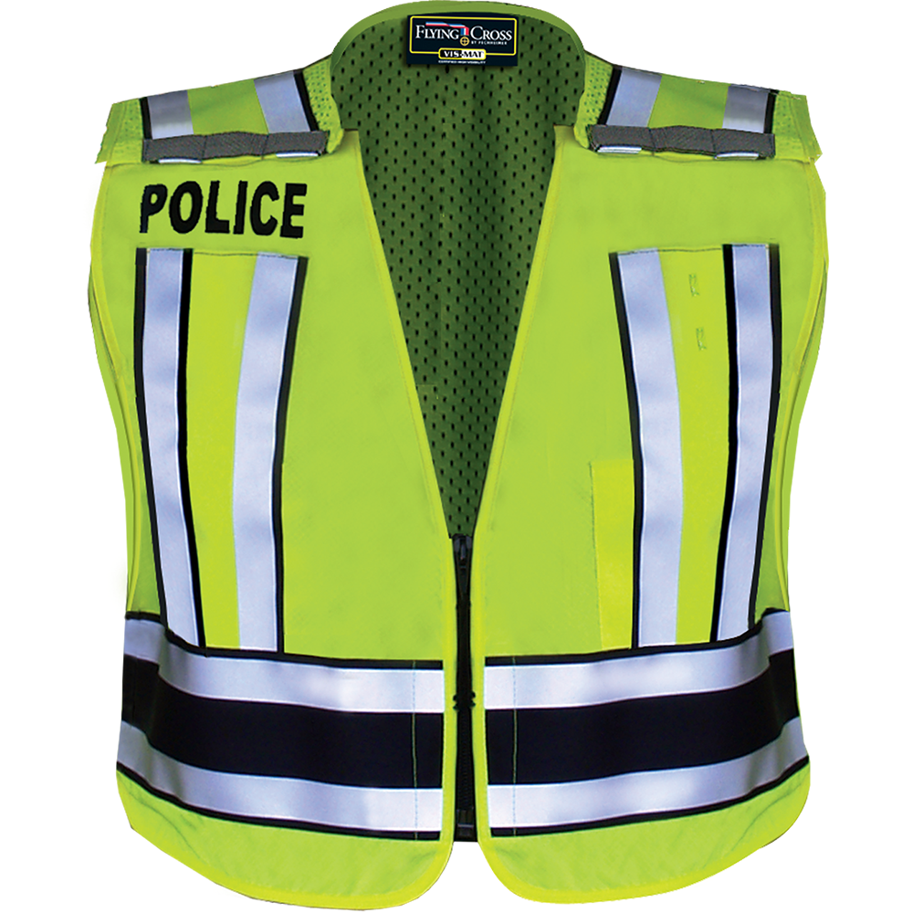 Pro Series Hi-Vis Safety Vest w/ Navy Band & POLICE Lettering - LAPD Navy