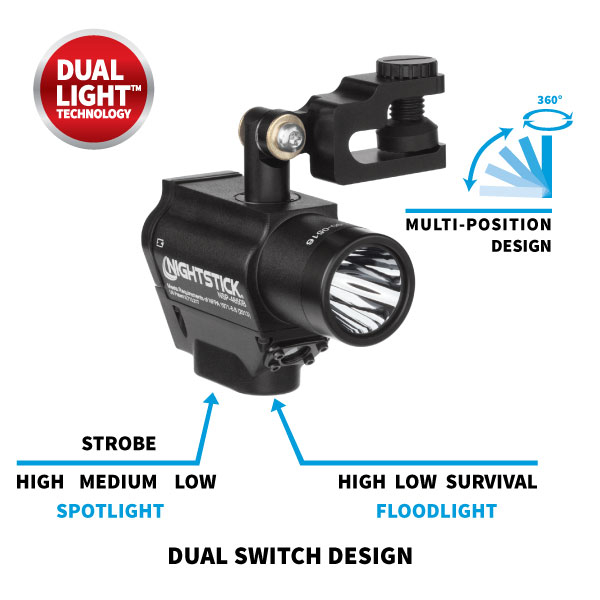 Helmet-mounted Multi-Function Dual-Light Flashlight