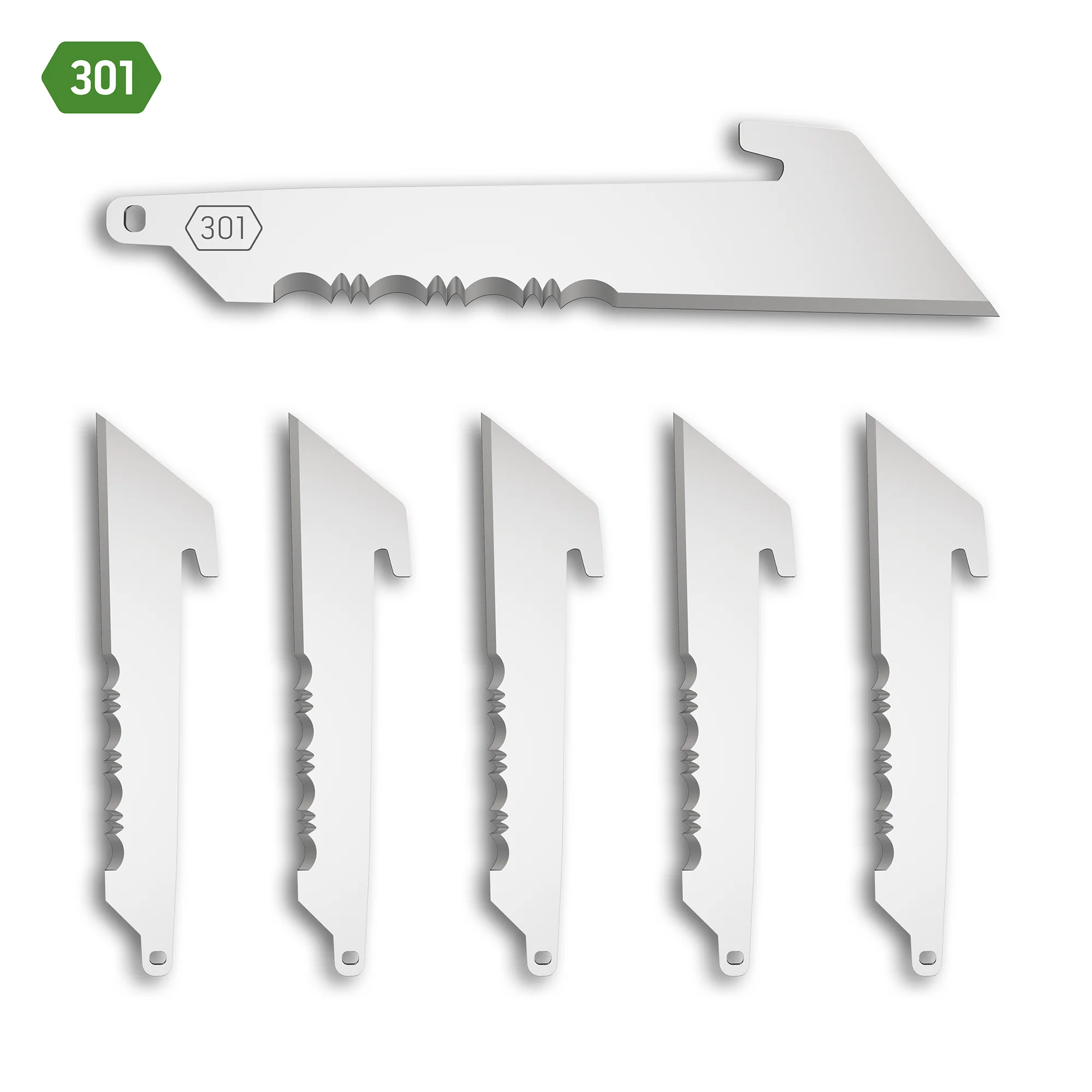 3 UTILITY W/ SERRATIONS BLADE PACK (Black, 6 Blades)