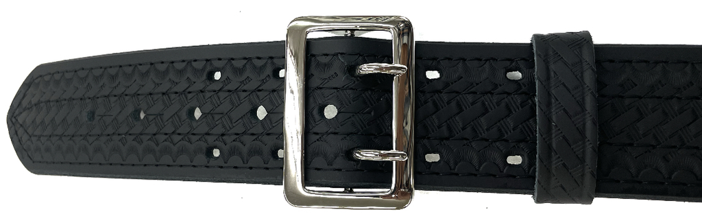 2.25'' 4 Row Stitching Sam Browne Leather Belt w/ Chrome Buckle