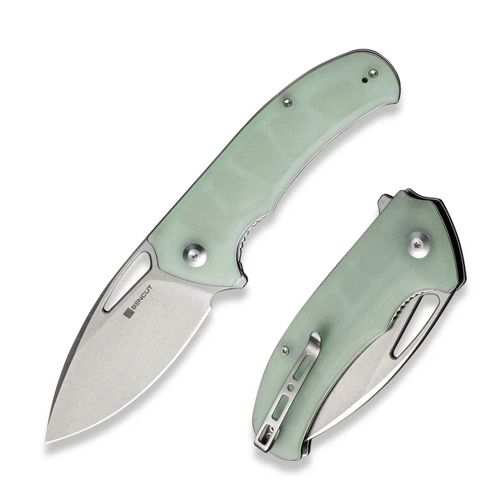 Phantara Flipper/Thumb Hole Folding Knife 3.70"" Satin 9Cr18MoV Drop Point Plain Edge Blade, Natural G10 Handle
