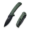 Pulsewave Flipper/Thumb Stud Folding Knife 3.45"" Black 9Cr18MoV Drop Point Plain Edge Blade, Green Canvas Micarta Handle