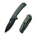 Pulsewave Flipper/Thumb Stud Folding Knife 3.45"" Black 9Cr18MoV Drop Point Plain Edge Blade, Green Canvas Micarta Handle