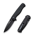 Errant Flipper/Thumb Stud Folding Knife 3.45"" Black 9Cr18MoV Drop Point Plain Edge Blade, Black G10 Handle