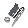 TEXO Fixed Blade Neck Knife 1.97"" Stonewash 9Cr18MoV Reverse Tanto Plain Edge Blade, Skeletonized Handle & Kydex Sheath