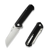 Draxor Flipper/Thumb Stud Folding Knife 3.70"" Satin 9Cr18MoV Sheepsfoot Plain Edge Blade, Black G10 Handle