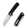 Draxor Flipper/Thumb Stud Folding Knife 3.70"" Satin 9Cr18MoV Sheepsfoot Plain Edge Blade, Black G10 Handle