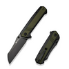 Draxor Flipper/Thumb Stud Folding Knife 3.70"" Black 9Cr18MoV Sheepsfoot Plain Edge Blade, Green/Black G10 Handle