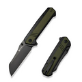 Draxor Flipper/Thumb Stud Folding Knife 3.70"" Black 9Cr18MoV Sheepsfoot Plain Edge Blade, Green/Black G10 Handle