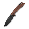 Stratex Flipper & Thumb Stud Knife Guibourtia Wood Handle (3.17"" Black 9Cr18MoV Blade)
