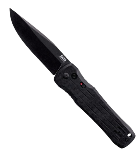 SOG Spec Elite II Drop Point Automatic Knife Black G-10 (4"" Black)
