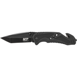 M&P Clip Folder, Liner Lock, Black Blade and Black Handle, Strap Cutter, Ceramic Glass Breaker