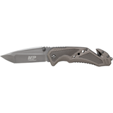 M&P Clip Folder, Liner Lock, Grey Blade and Grey Handle, Strap Cutter, Ceramic Glass Breaker