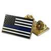 Classic Thin Blue Line American Flag Pin, Double Clutch Backing