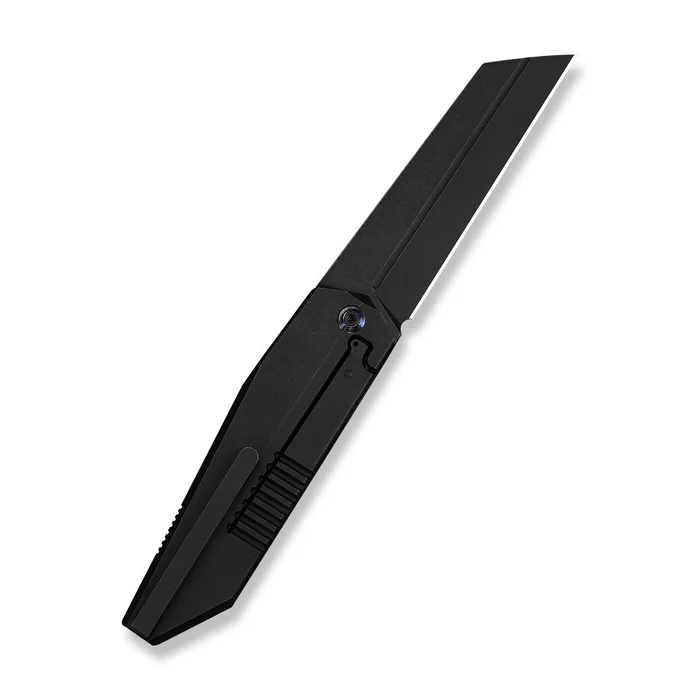 Collinear Flipper Knife Black Titanium Handle And Endcap (3.67"" Black Stonewashed Bohler M390 Blade)
