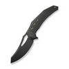 WEKNIFE Epaulette Flipper & Thumb Hole Knife Diamond Patterned Black Titanium Handle (3.45"" Black Stonewashed Bohler M390 Blade) WE24024-1